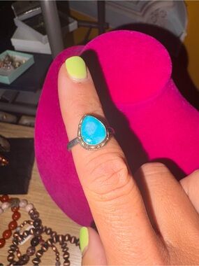 Size 8 Blue ridge Turquoise Ring - Sterling Silver